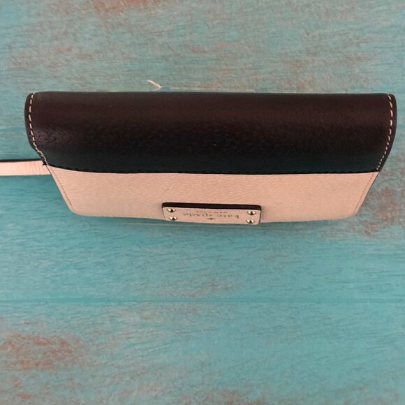 Kate Spade New York Small Bifold Wallet Leather Snap Closure Black & Cream - Picture 5 of 9